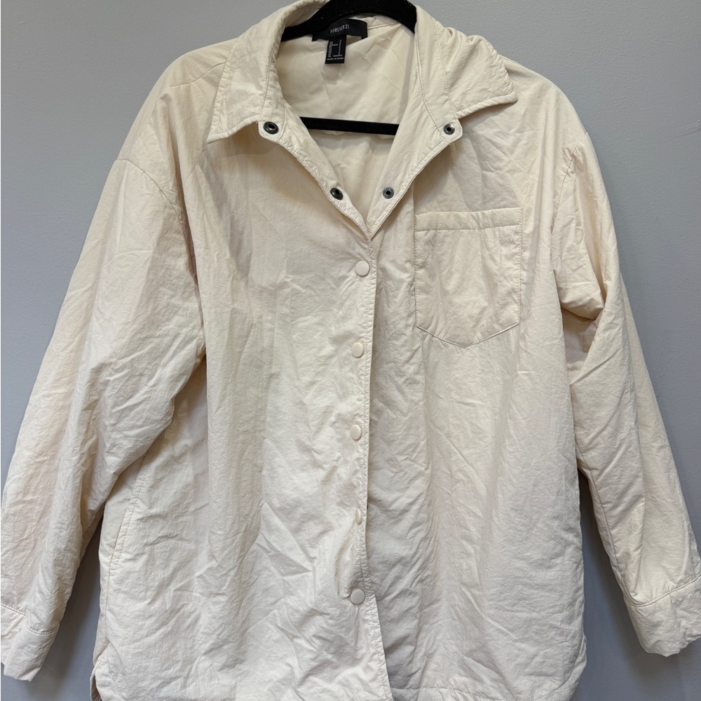 Forever 21 Cream Lightweight Utility Jacket